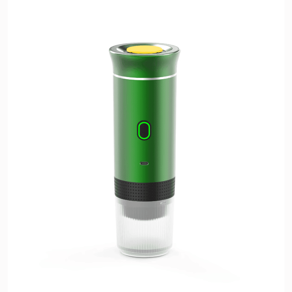 Green electric wine opener on a white background