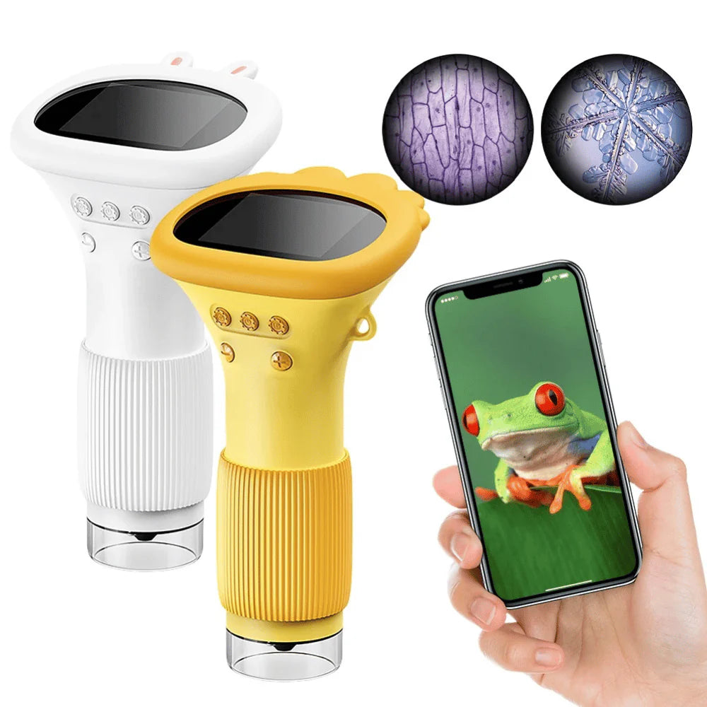 Pocket Microscope with smartphone display, digital microscope for kids exploring insects, plants and textures